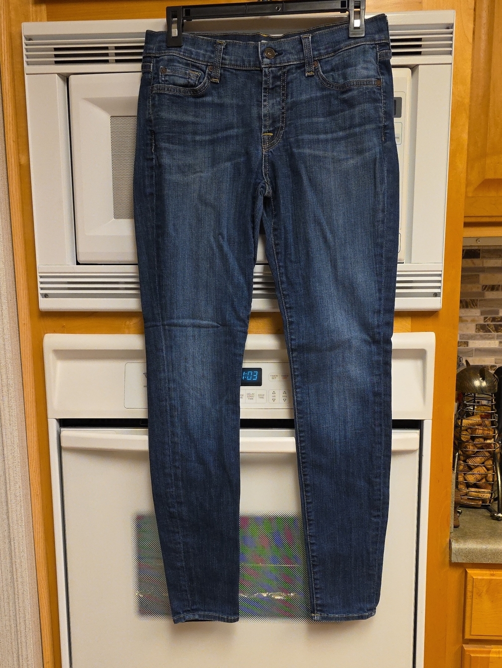 7 For All Mankind Women's Dark Blue Skinny Jeans, Size 30